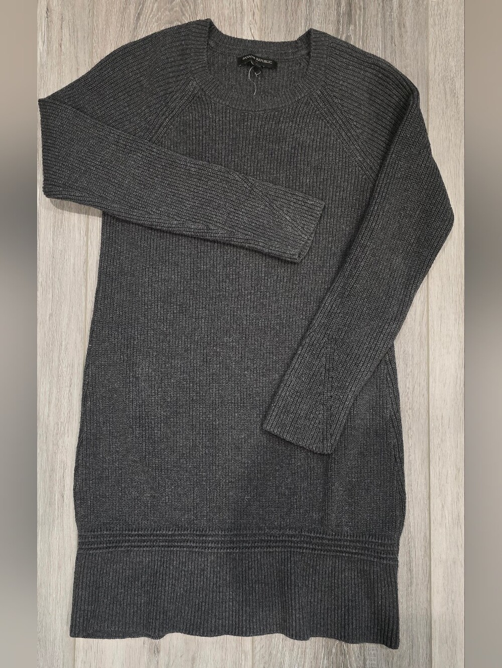 Banana Republic Charcoal Gray Ribbed Crewneck Sweater Dress
